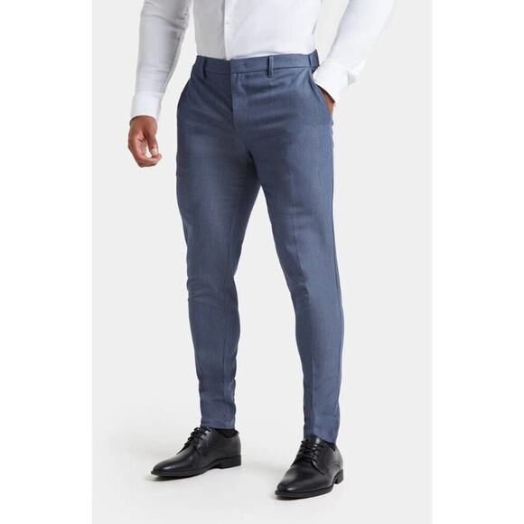 Tailored Athlete Muscle Fit Essential Trousers Chambray Blue Trousers 38x34 - Picture 1 of 11